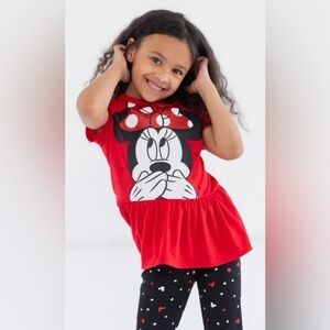 Disney Junior red sparkly Minnie Mouse peplum top in size 2T